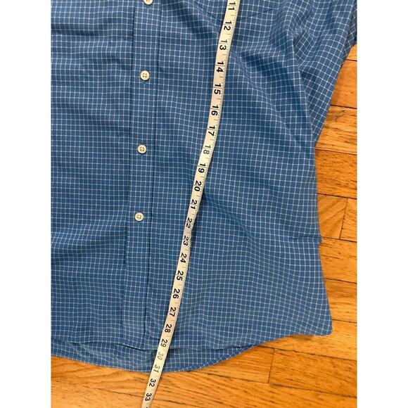 Men’s Size L L.L. Bean Blue Checkered Dress Shirt - Picture 6 of 7